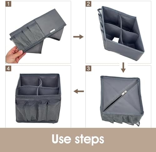 Cosmetic Storage Bins Makeup Organizer, Adjustable Multifunction Storage Box Desk Drawer Divider for Makeup Brushes, Bathroom Countertop or Dresser, Set of 4