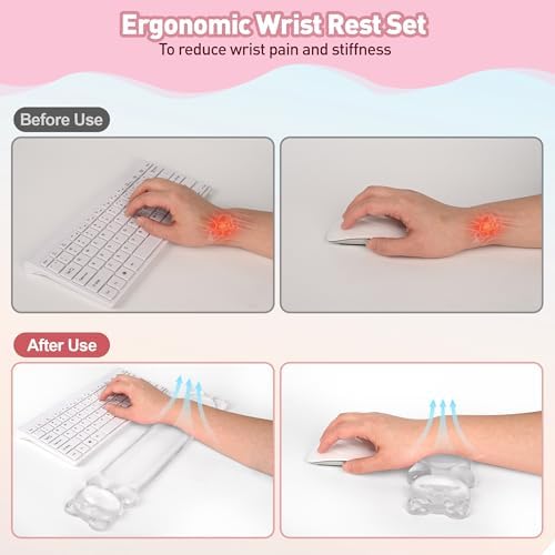 Gel Keyboard and Mouse Wrist Rest Set, Wrist pad for Computer Keyboard