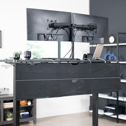 VIVO Black Clamp-on 60 inch Desk Cable Management Sleeve, DESK-SKIRT-60P