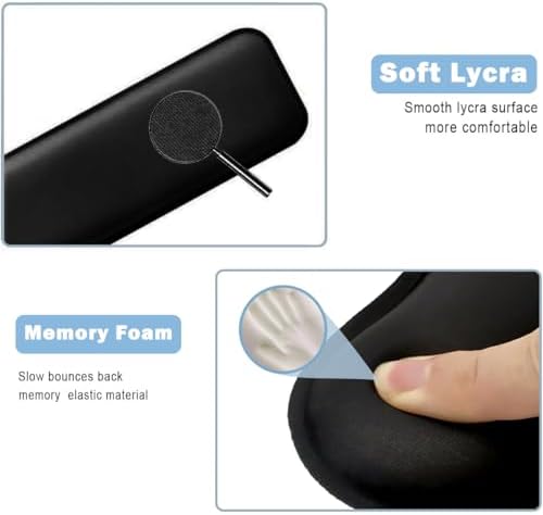 Computer Keyboard Wrist Rest Stand Set for Desktop, Keyboard Holder Easy Typing with Wrist Pad for Office, Home, School - Black
