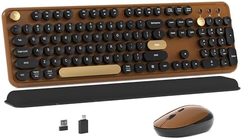 Colorful MPTOG Wireless Computer Keyboard and Mouse Combo (Black-Brown)