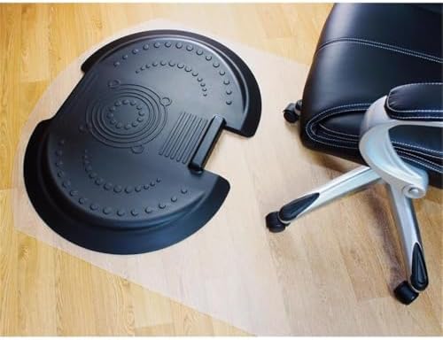 Pemberly Row Modern Plastic Black Anti-Fatigue Mat and Chair Mat Set, Polycarbonate Construction, Massage Pods, Ergonomic Design, for Hard Floors Sit-to-Stand Desk Comfort