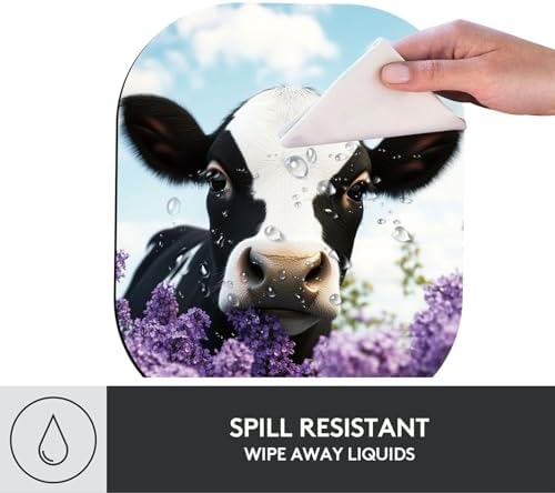 Small Mouse Pad，Mini Mouse Pad 6 x 7 Inch，for Laptop Keyboard Tray Wireless Mouse Home Office Travel，with Non-Slip Rubber Base, Waterproof Mouse Mat，Cow with Butterfly