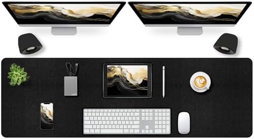 Leather Desk Pad Mat, Large Black Desk Mat, 47.2" x 16.9"