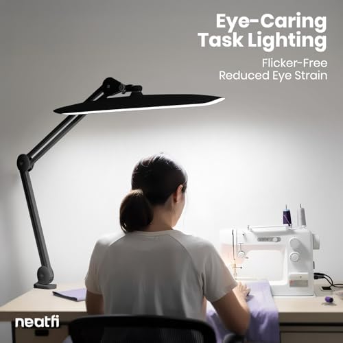 Neatfi LED Desk Lamp, 2200 Lumens, 24W, 20-Inch Wide Head (Black)