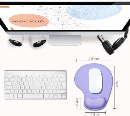 JIKIOU Ergonomic Mouse Pad with Gel Wrist Rest 2Pack, Portable Small Purple