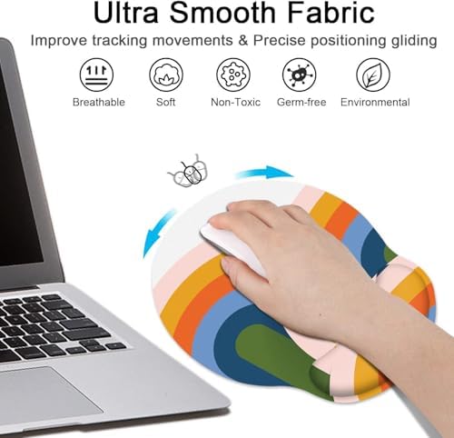 Britimes Ergonomic Mouse Pad with Wrist Support, Rainbow Abstract