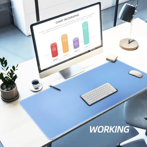 Large Gaming Mouse Pad, Non-Slip Rubber Base, [27.5x11.8IN] Computer Desk Mat for PC, Mac, Laptop - Stitched Edges and Smooth Surface for Office, Home, Work-70x30 IceblueJ