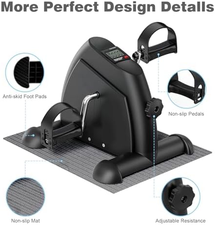 Mini Exercise Bike, Portable Under Desk Pedal Exerciser, Arm & Leg Trainer