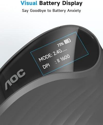 AOC Ergonomic Mouse, 2.4GHz Wireless Bluetooth Vertical Mouse, Rechargeable