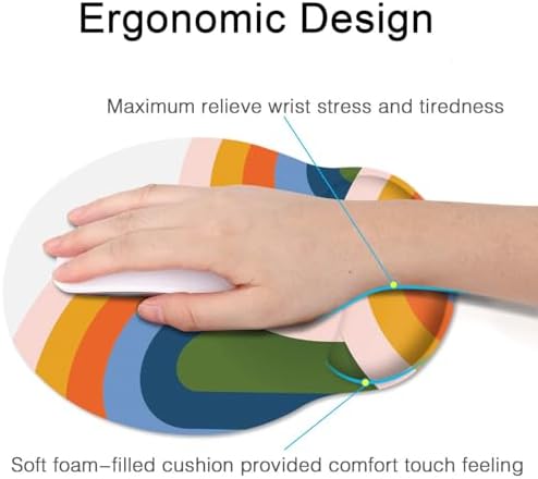 Britimes Ergonomic Mouse Pad with Wrist Support, Rainbow Abstract