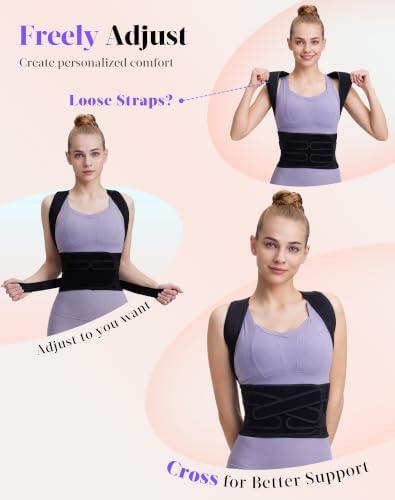 Posture Corrector for Women and Men, Full Back Support Brace, Black, Small