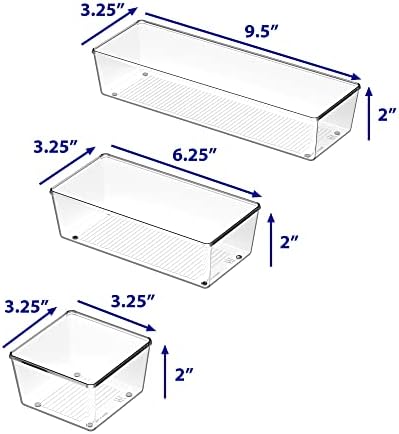 Simple Houseware Clear Desk Drawer Organizer, Assorted Sizes, 6 Packs