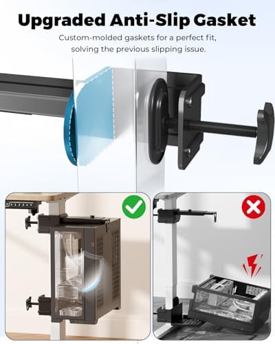 JOY worker Under Desk PC Mount for Standing Desk, Clamp-On Leg CPU Holder