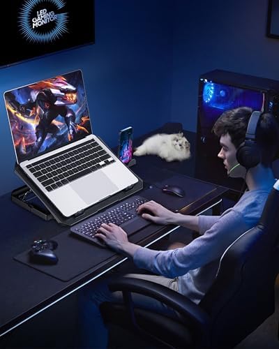 AICHESON Laptop Cooling Pad for 12-15.6 Inch, 6 Cooler Fans, Blue Lights