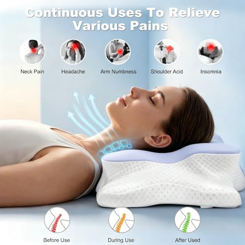 VYLEE Cervical Neck Pillow, Memory Foam Contour Pillow (Purple)