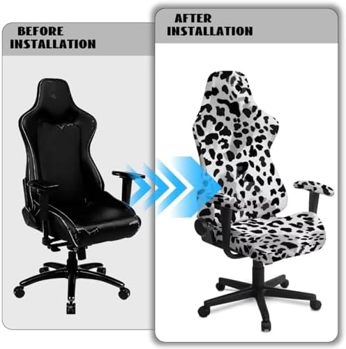 Cow Print Stretch Gaming Chair Cover with Armrest Covers Non Slip Anti Scratch Gaming Chair Slipcover
