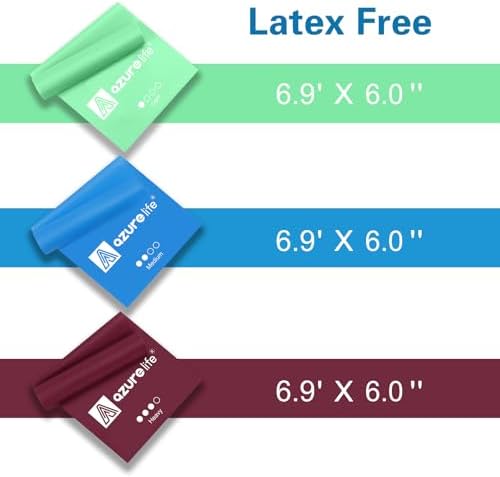 A AZURELIFE Resistance Bands,Professional Long Non-Latex Elastic Stretch Bands,Exercise Bands for Physical Therapy, Yoga, Pilates, Rehab, at-Home or The Gym Workouts, Strength Training