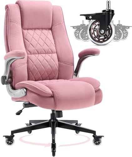 Fabric High Back Office Chair, Thick Padded Ergonomic Computer Desk Chair