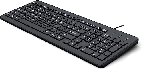 HP 150 Wired Keyboard-Full-Sized, Keyboard with Numeric Keypad-Silent-Touch Chiclet Keyboard - Ergonomic,Comfortable Design-USB Plug-and-Play Connectivity, LED Indicators (664R5AA, Black) (Pack of 10)