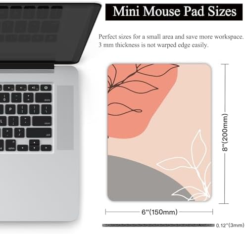 Small Mouse Pad, Mini Mouse Pad 6 X 8 Inch with Non-Slip Rubber Base for Keyboard Tray Laptops Wireless Mouse Home Office Travel, Washable & Portable (Bohemian Art Leaves)
