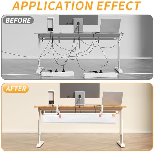 Under Desk Cable Management Tray No Drill, 28Inch Cable Management,White