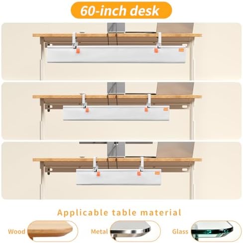 Under Desk Cable Management Tray No Drill,48Inch Cable Management,White
