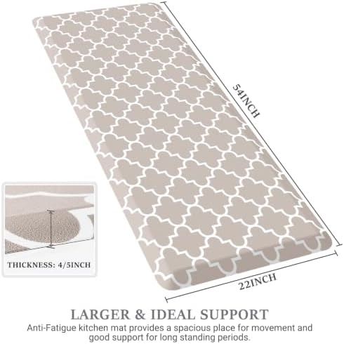 WISELIFE Anti Fatigue Mats for Kitchen Floor, 22" x 54", 4/5 Inch, Khaki