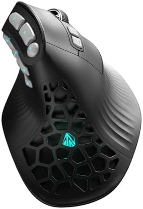 SOLAKAKA E9 PRO Vertical MMO Gaming Mouse with 8K Dongle- 36000 DPI PAW3395 Sensor,8,000Hz Polling Rate,Tri-Mode Ergonomic Wireless Mouse with 10 Side Buttons,RGB Mouse for PC/Mac - Black