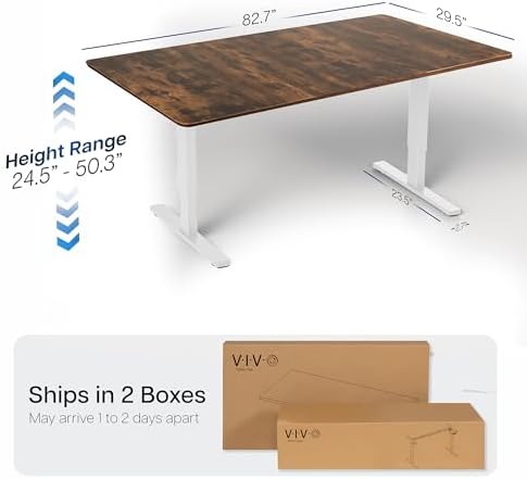 VIVO Rustic Vintage Brown 83 x 30 in Standing Desk, DESK-KIT-2W8N