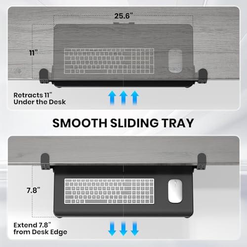 Large Keyboard Tray Under Desk, Pull Out Keyboard & Mouse Tray for Typing