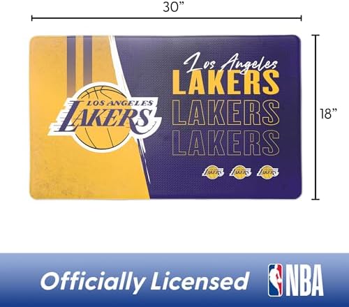 Northwest NBA Los Angeles Lakers Embossed Anti-Fatigue Mat, Cushioned Kitchen Floor Rug, Non-Slip PVC Standing Comfort, 18 x 30 in
