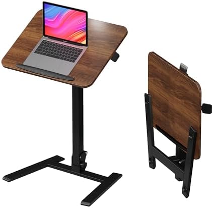 alawooder 25" Mobile Folding Desk: Pneumatic Sit-Stand, No Assembly
