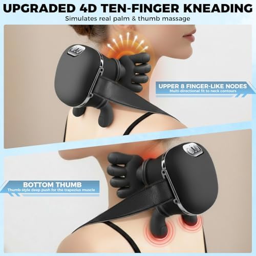 Shoulder & Neck Massager with Heat, 4D Bionic Kneading Deep Tissue Massage