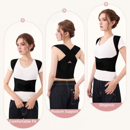 Posture Corrector for Women and Men Back Brace Shoulder Straightener Hunchback Adjustable Support Upper Comfy Correction Upgraded Lightweight Hump Pain Relief Scoliosis Lumbar Spine Black XX-Large
