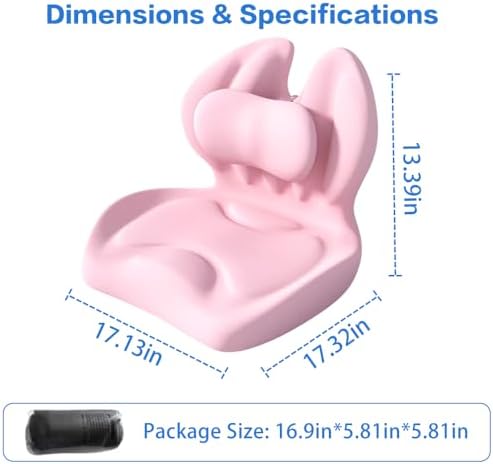 Adjustable Memory Foam Lumbar Cushion - Ergonomic Lower Back Support Pillow with Cotton Cover, Mid-Height Customizable Design for Office Chair, Car Seat, Long Sitting (Pink, Large)