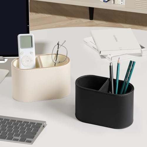 Pen Holder for Desk, Small Remote Control Holder, Beige