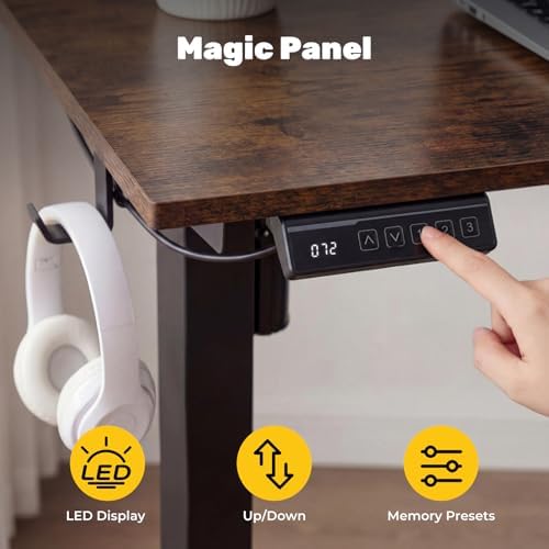 Compact Electric Height Adjustable Standing Desk, 48" x 18" Sit Stand Workstation with Smooth Motorized Lift, Narrow Ergonomic Home Office Computer Desk for Monitors & Laptops,28.3"-46.5" Height