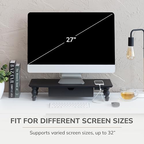 Anji Mountain Monitor Stand for Desk - Desktop Organizer & Laptop Riser, Ergonomic Monitor Riser, Space-Saving, Durable, Easy Assembly & Ideal for Home & Office,Black, 24-Inch, Pro Edition