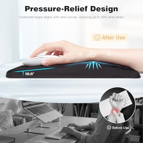 Ospelelf Mouse Pad with Wrist Rest Black Ergonomic Comfortable Pain Relief Mousepad Wrist Support for Laptop Computer