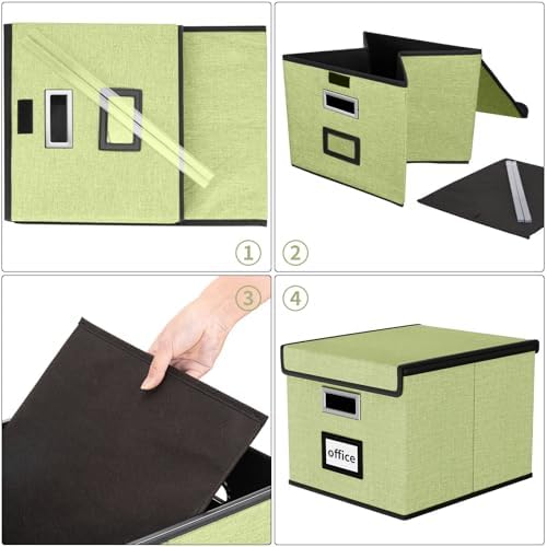 File Organizer Box with Lids, Collapsible File Folder Organizer