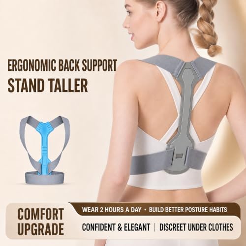 Posture Corrector for Women & Men, Back Brace for Upper Back Pain Relief, Adjustable Shoulder Support Posture Trainer, Helps Improve Spine Alignment, Reduce Slouching, Ideal for Office Work, Sitting, Driving & Daily Use