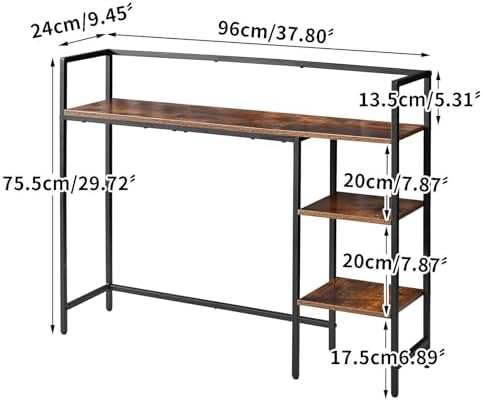 IBUYKE Desk Shelf,Computer Desktop Bookcase,37.8 Inch Multipurpose Wood Desk Hutch Bookshelf for Computer,4 Tier Desk Organizer for Office Home Dormitory,Brown TMZ005H
