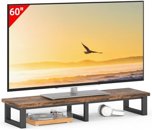 YAOHUOO 45" Large TV Riser for 32-60 inch TV, TV Riser Stand Shelf,Brown