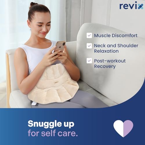 REVIX Microwavable Heating Pad for Neck Shoulder & Back, Moist Heat, Beige