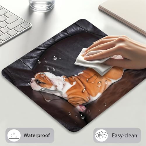 English Bulldog Mouse Pad, Adorable Puppy Pet Resting on a Sofa Desk Mat