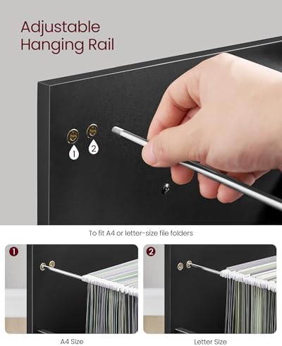 VASAGLE Mobile File Cabinet, 3 Drawers Filing Cabinet with Wheels