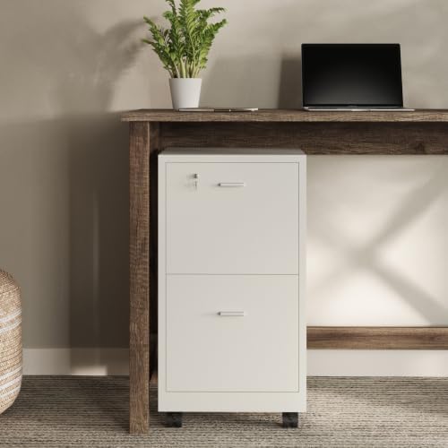 Lavish Home 2-Drawer Wooden File Cabinet with Lock, White, 16” x 27”