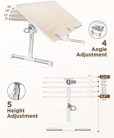 SAIJI Laptop Bed Tray Table, Adjustable Standing Desk Lap Desk