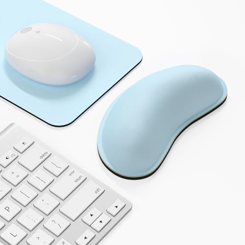 Dapesuom Mouse Wrist Rest, Ergonomic Memory Foam Mouse Wrist for Computer Desk Mats Support, Hand Rest Pad Cushion for Gaming, Office, Laptop, Men, Women, Pain Relief & Easy Typing, Sky Blue